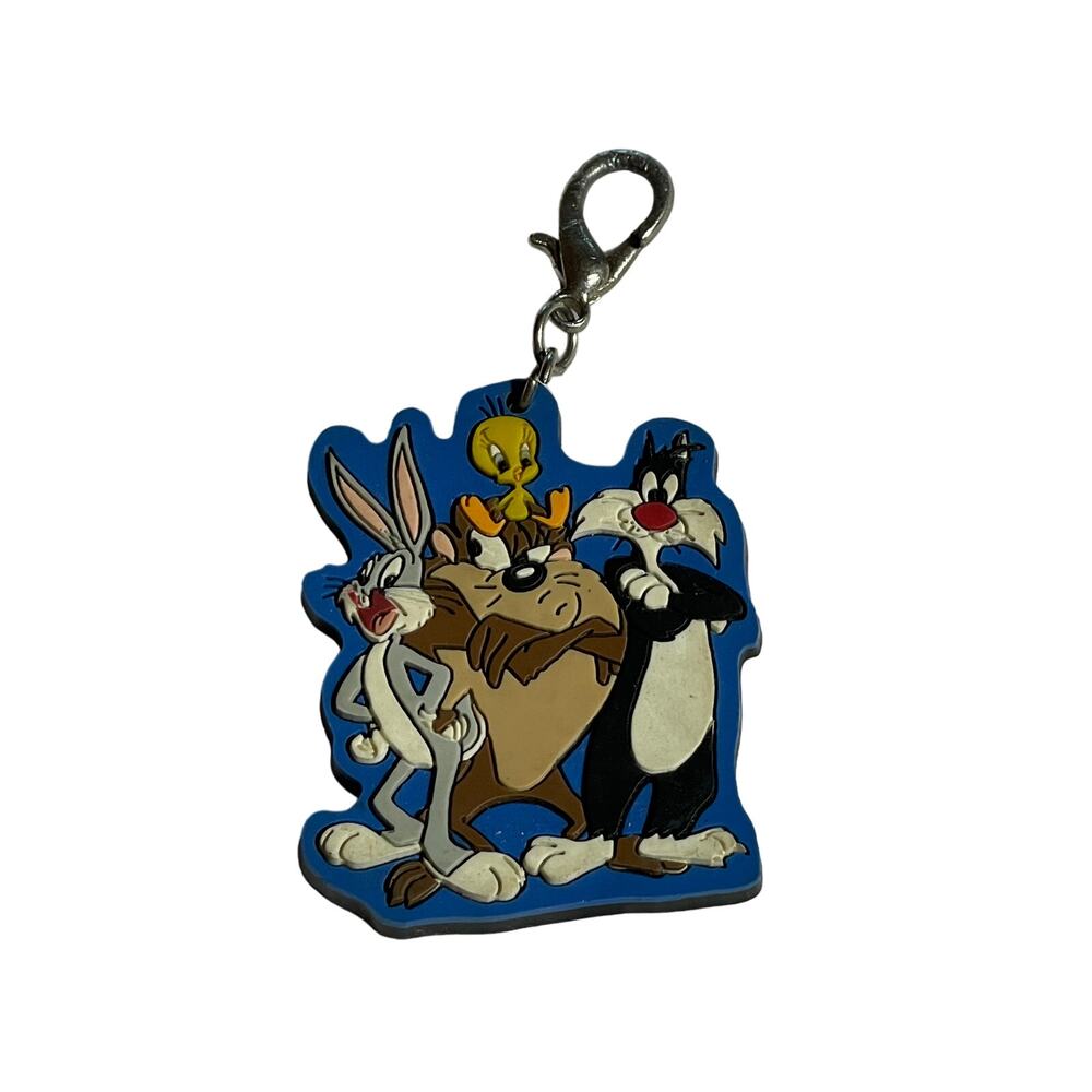 Vintage 1997 Warner Bros Looney Tunes Key chain. Bugs Bunny, Taz, Tweedy & Cat